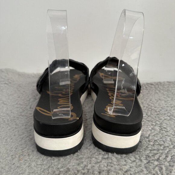 Sam Edelman Shoes Womens Size 8.5 Black Woven Leather Platform Slide Sandals - Picture 3 of 11